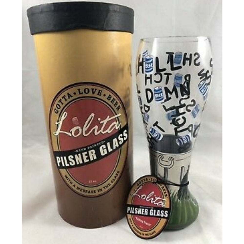 Lolita Gotta Love Beer Talking Trash Painted 22oz Pilsner Beer Mug Glass Barware